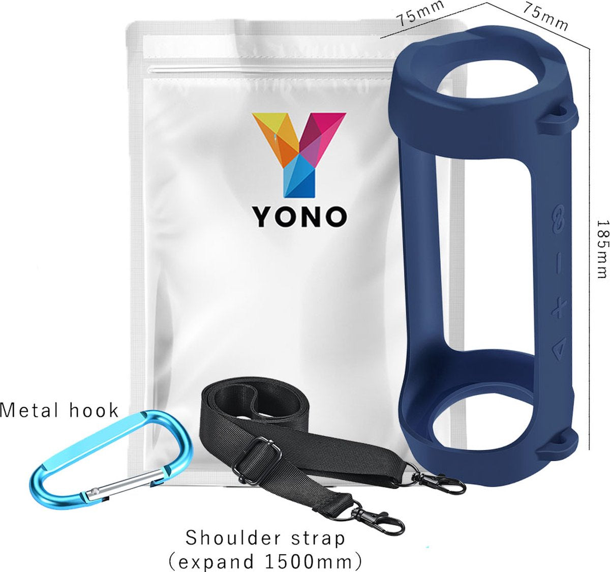 YONO Siliconen Hoes geschikt voor JBL Flip 6 / 5 - Case met Draagriem en Clip - Beschermhoes - Donkerblauw