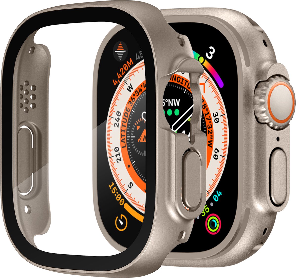 YONO Screen Protector Bumper geschikt voor Apple Watch Ultra (49mm) - Full Cover Case - Hoesje - Champagne