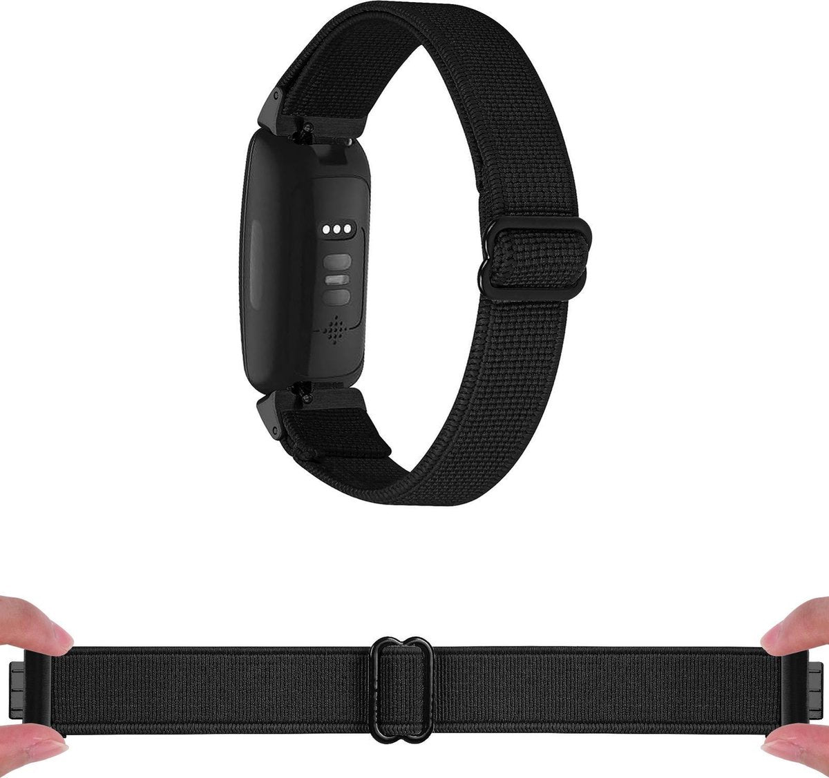 YONO Bandje geschikt voor Fitbit Inspire 2 - Nylon Stretch - Zwart