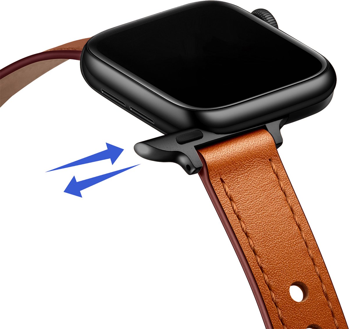 YONO Leer Stretto Bandje geschikt voor Apple Watch Series - Ultra (49mm) - 7 / 8 (45mm) - SE 6 5 4 (44mm) - 3 2 1 (42mm) - Bruin