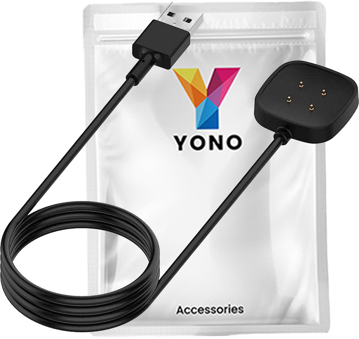 YONO Oplaadkabel geschikt voor Fitbit Versa 3 / 4 / Sense - USB Oplader - Zwart