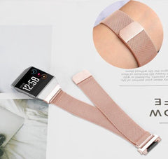 YONO Milanees Bandje Rose Gold geschikt voor Fitbit Ionic - Vervangende RVS Armband met Magneetsluiting – M/L
