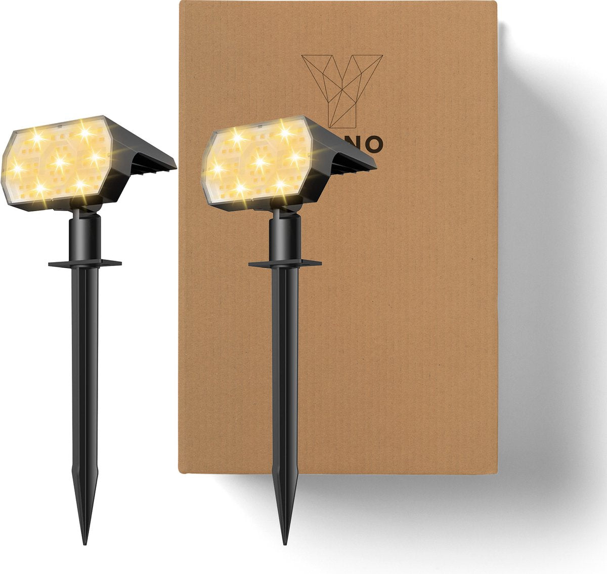 YONO Solar Tuinspots voor Buiten - Tuinverlichting op Zonne Energie - Prikspots - Warm Wit - 2 Stuks