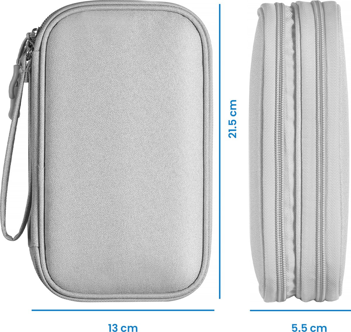 YONO Kabel Organiser Tas Small - Compacte Kabeltas - Opbergtas voor Elektronica en Accessoires - Etui Organizer Case - Lichtgrijs