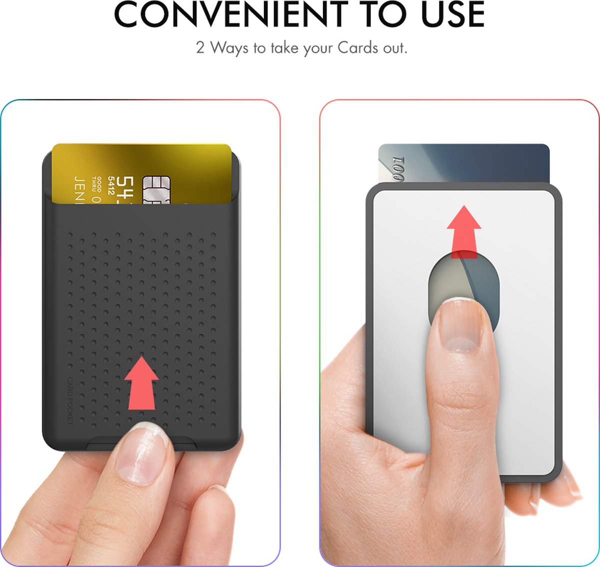 YONO Kaarthouder Siliconen geschikt voor Apple iPhone 14 / 13 / 12 - Magnetische Pasjeshouder Mag-safe - Slim Wallet - Zwart