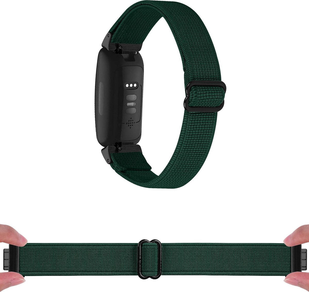 YONO Bandje geschikt voor Fitbit Inspire 2 - Nylon Stretch - Groen