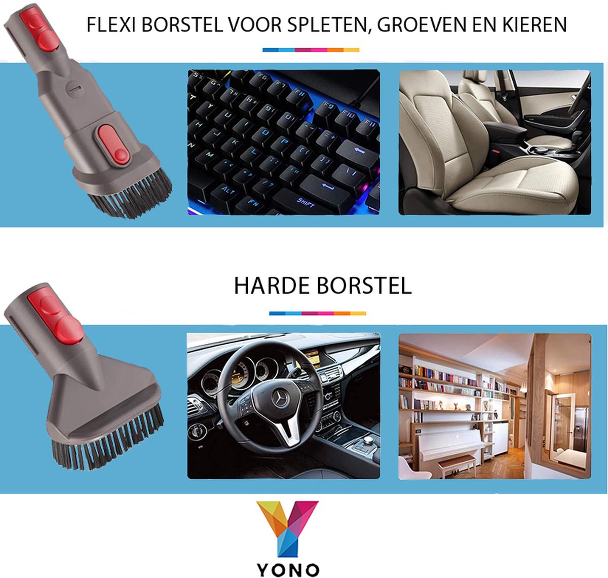 YONO Opzetstuk Accessoires Set geschikt voor Dyson V15 / V11 / V10 / V8 / V7 / V6 - Stofzuiger Mondstuk - Zuigmond - Parket Borstel - 6 Onderdelen