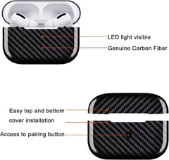 YONO Carbon Hoesje geschikt voor Apple Airpods Pro / Pro 2 – Hard Case - Beschermhoes - Zwart