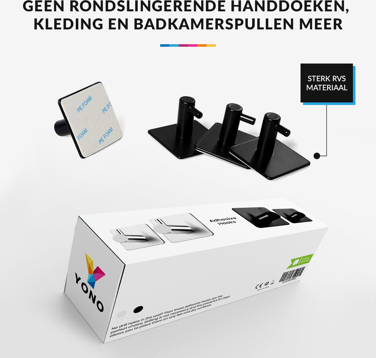 YONO Zelfklevende Haakjes – RVS Ophanghaakjes – Ultra Sterke Plakhaakjes – 4 Stuks – Goud