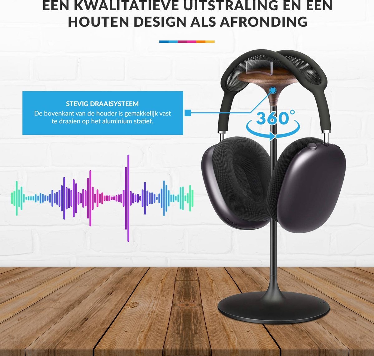 YONO Luxe Headset Stand Universeel - geschikt voor Airpods Max / JBL Tune / Sony – Koptelefoon Houder – Hoofdtelefoon Hanger – Aluminium Standaard – Zwart