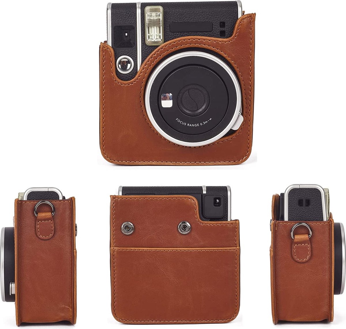 YONO Case geschikt voor Fujifilm Instax Mini 40 - Hoes met Draagriem - Cameratas - Bruin