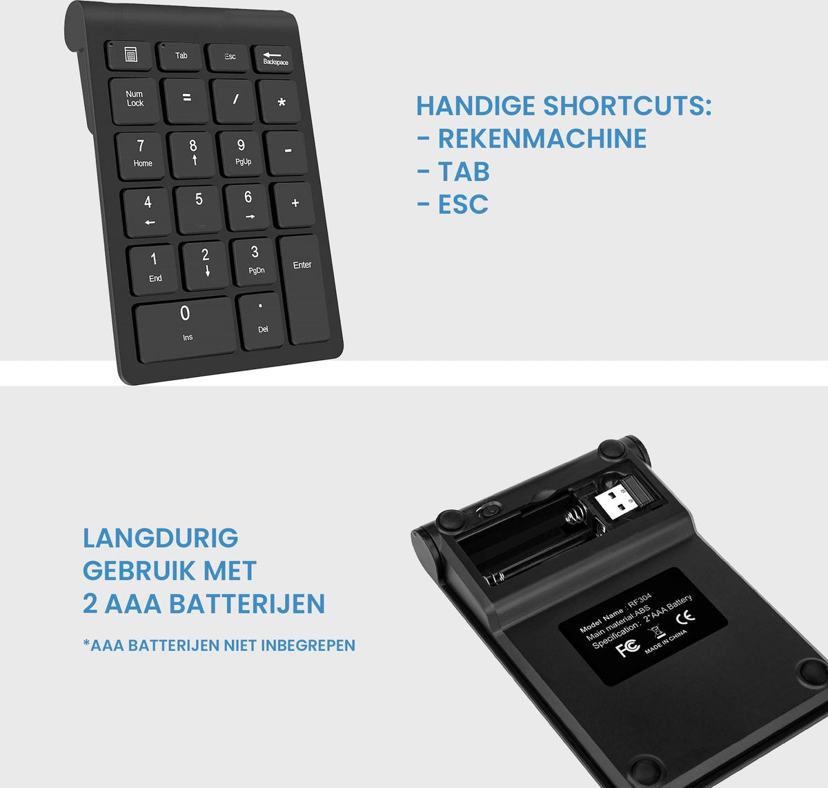 YONO Numpad Draadloos - Numeriek Toetsenbord - Keypad 2.4 ghz - Zwart