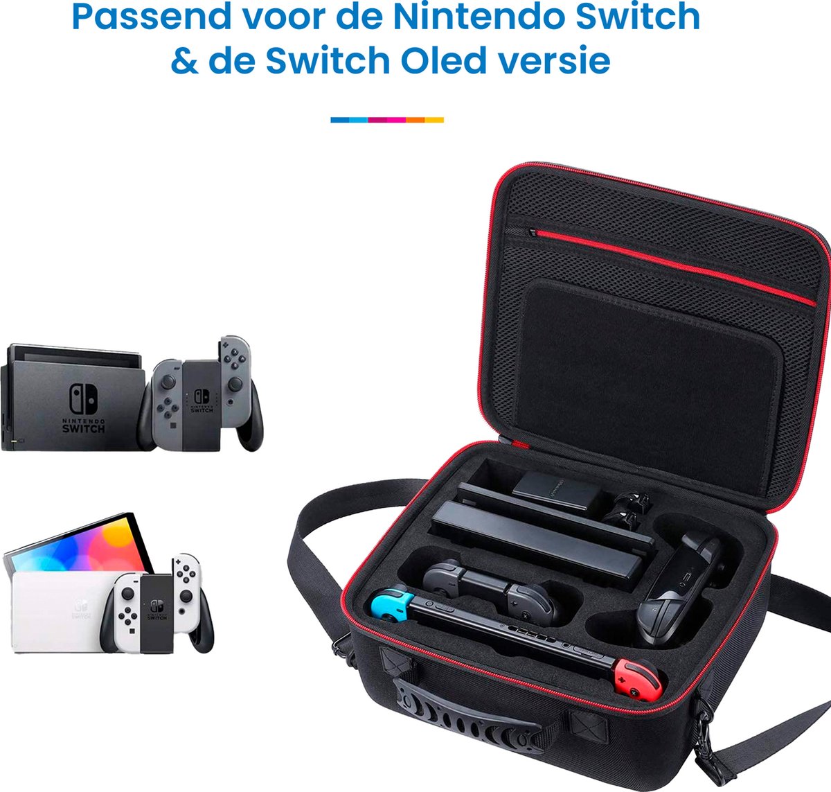 YONO Case geschikt voor Nintendo Switch / Switch OLED – Draagbare Opbergtas Koffer voor Console en Accessoires – Zwart XL