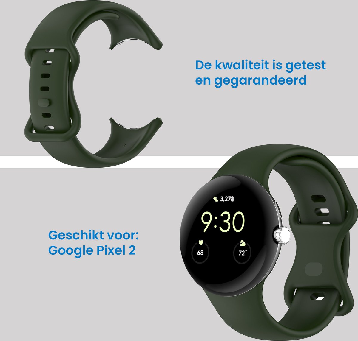 YONO Bandje geschikt voor Google Pixel 2 - Siliconen Armband - Donkergroen