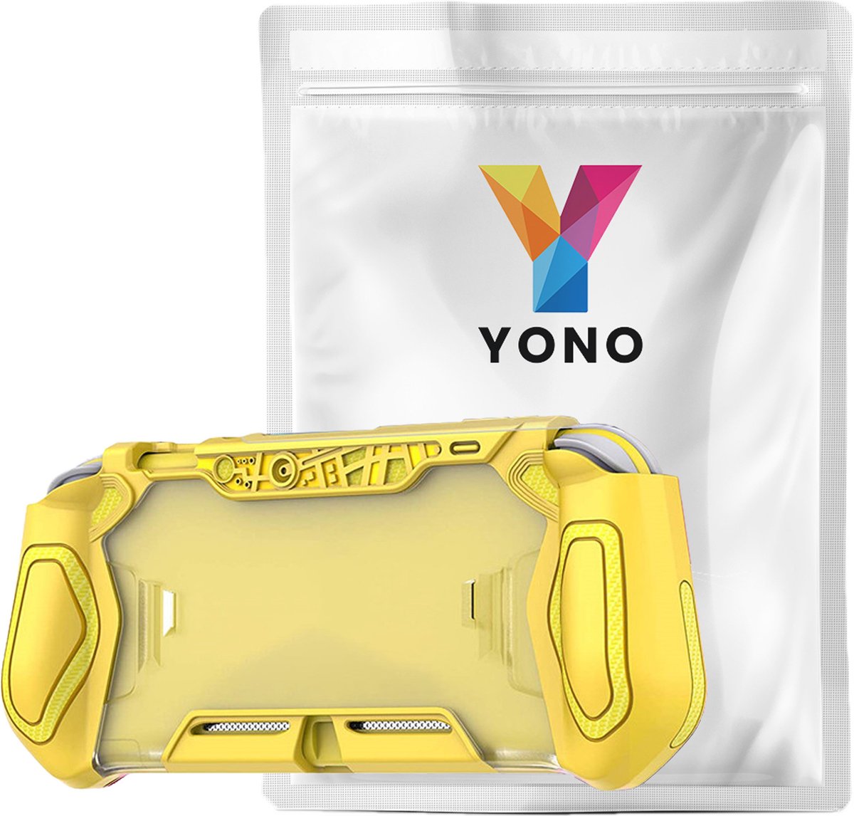 YONO Grip Case geschikt voor Nintendo Switch LITE - Ergonomische Console Hoesje met Screen Protector Glas - Beschermhoes Accessoires - Geel