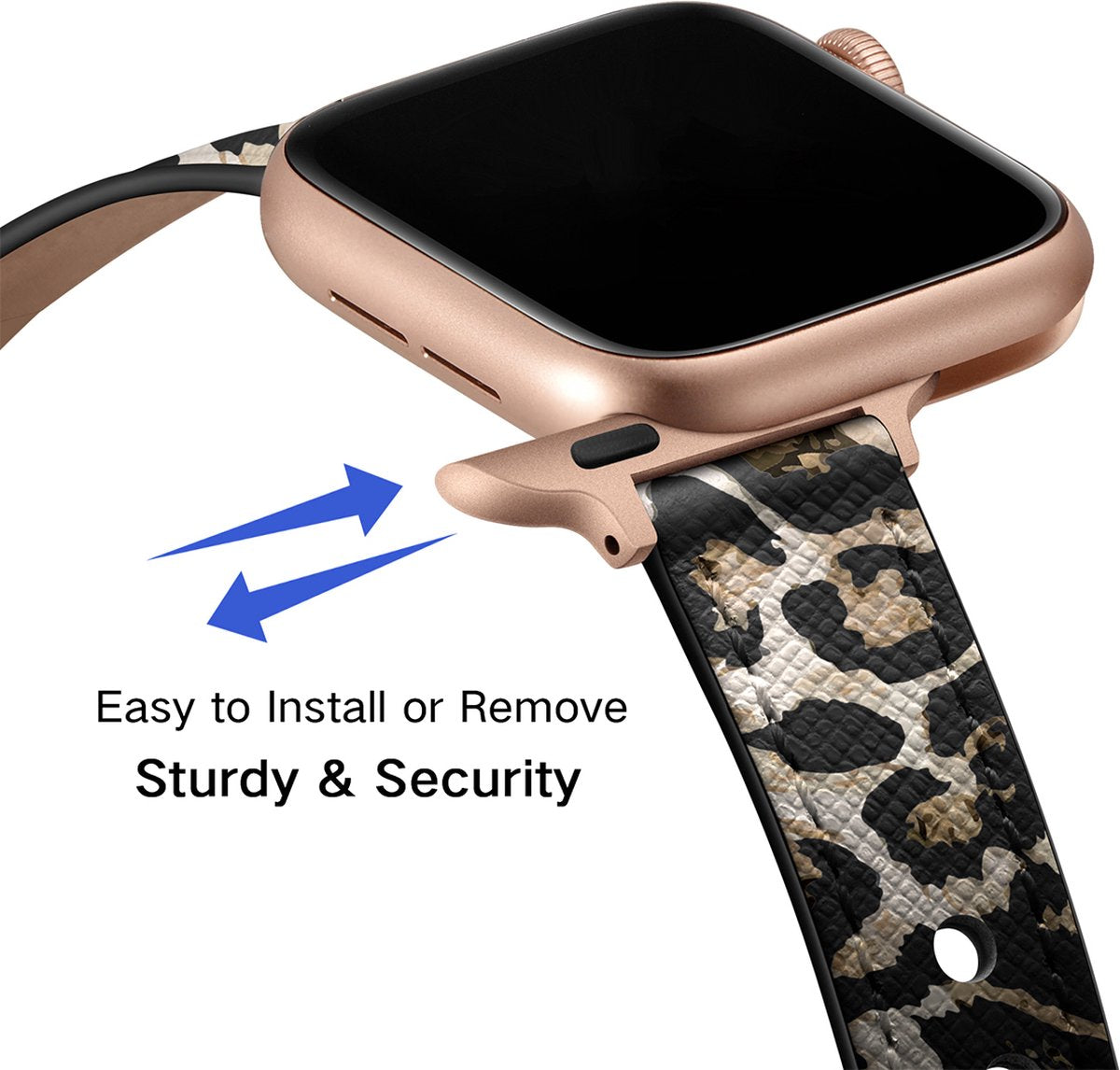 YONO Leer Stretto Bandje geschikt voor Apple Watch Series - Ultra (49mm) - 7 / 8 (45mm) - SE 6 5 4 (44mm) - 3 2 1 (42mm) - Leopard