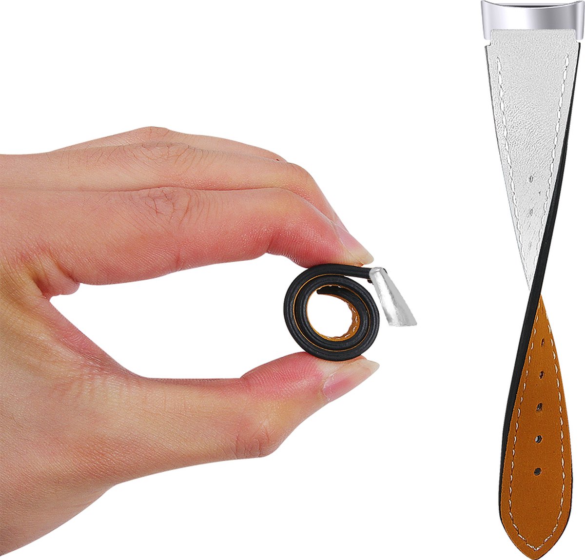 YONO Leer Bandje geschikt voor Fitbit Charge 5 / 6 - Vervangende Lederen Armband - Wit