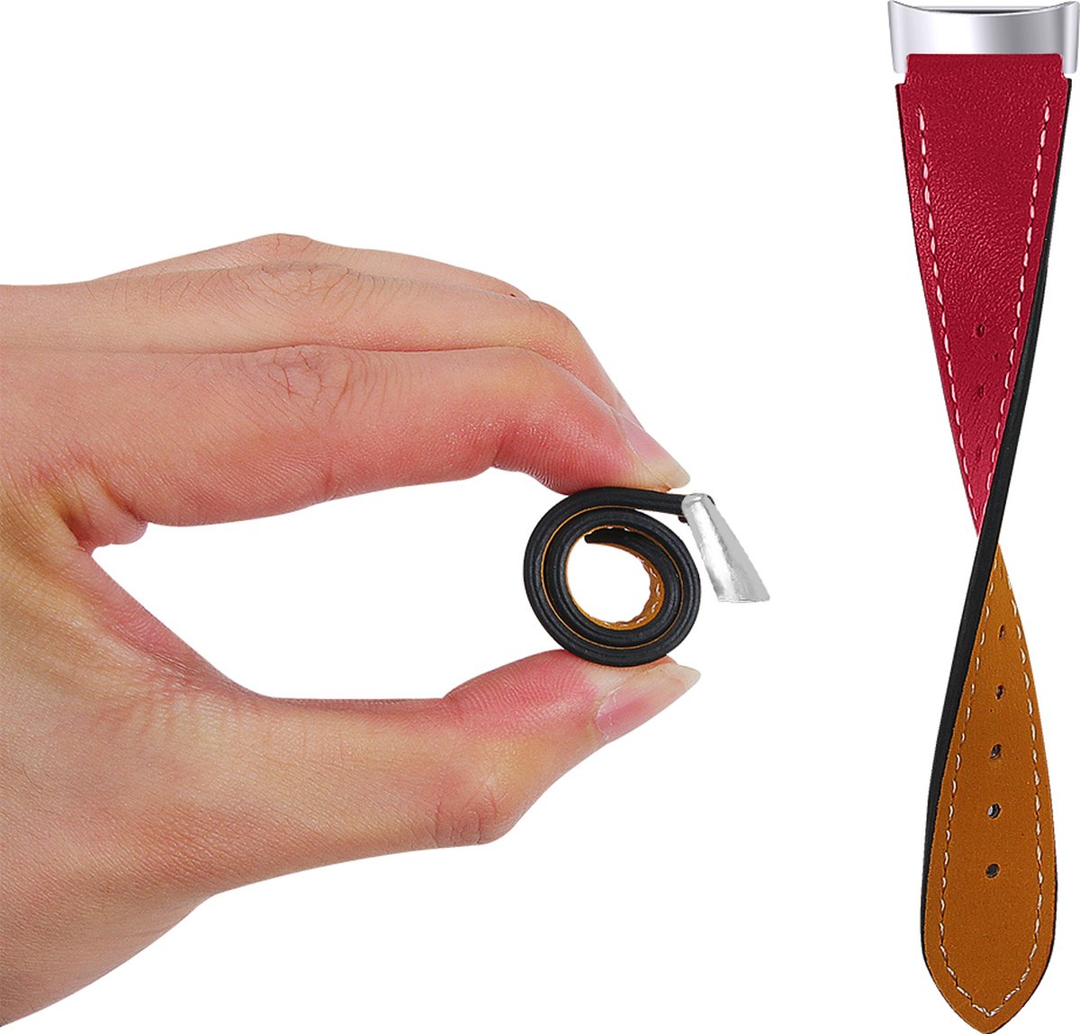 YONO Leer Bandje geschikt voor Fitbit Charge 5 / 6 - Vervangende Lederen Armband - Rood