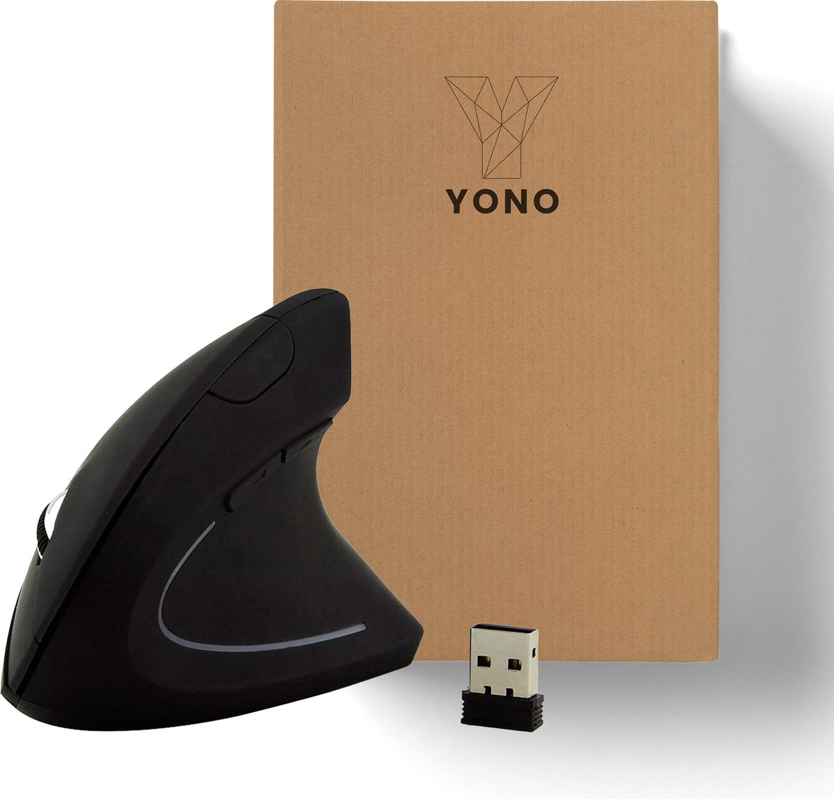 YONO Ergonomische Muis Rechtshandig – Verticale Laptop en Computermuis – Draadloos met USB Connector - Zwart