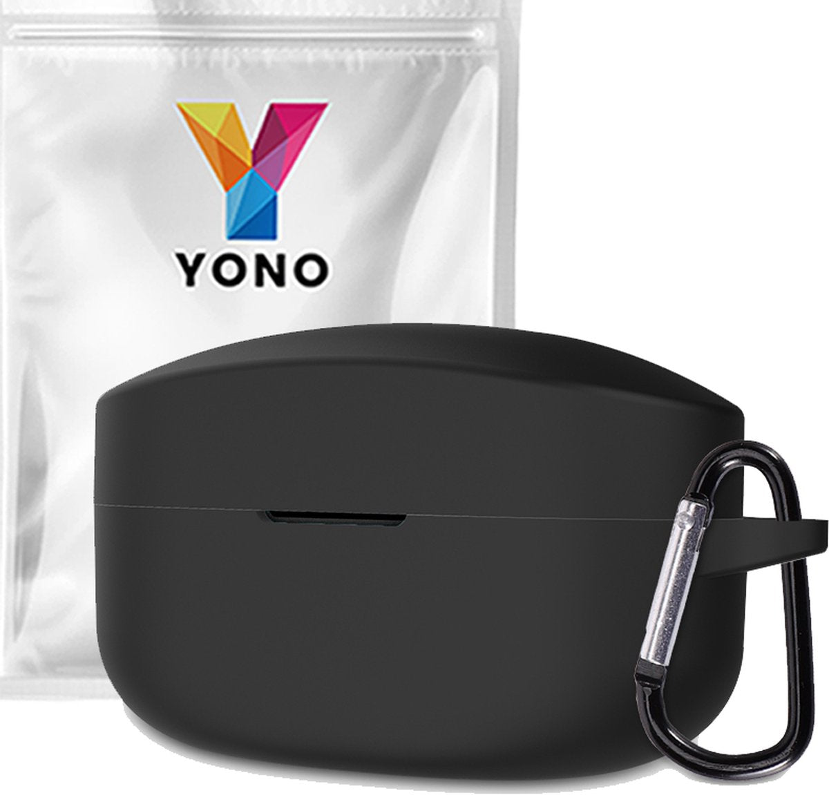 YONO Hoesje geschikt voor Sony WF-1000XM4 - Siliconen Case met Clip - Zwart