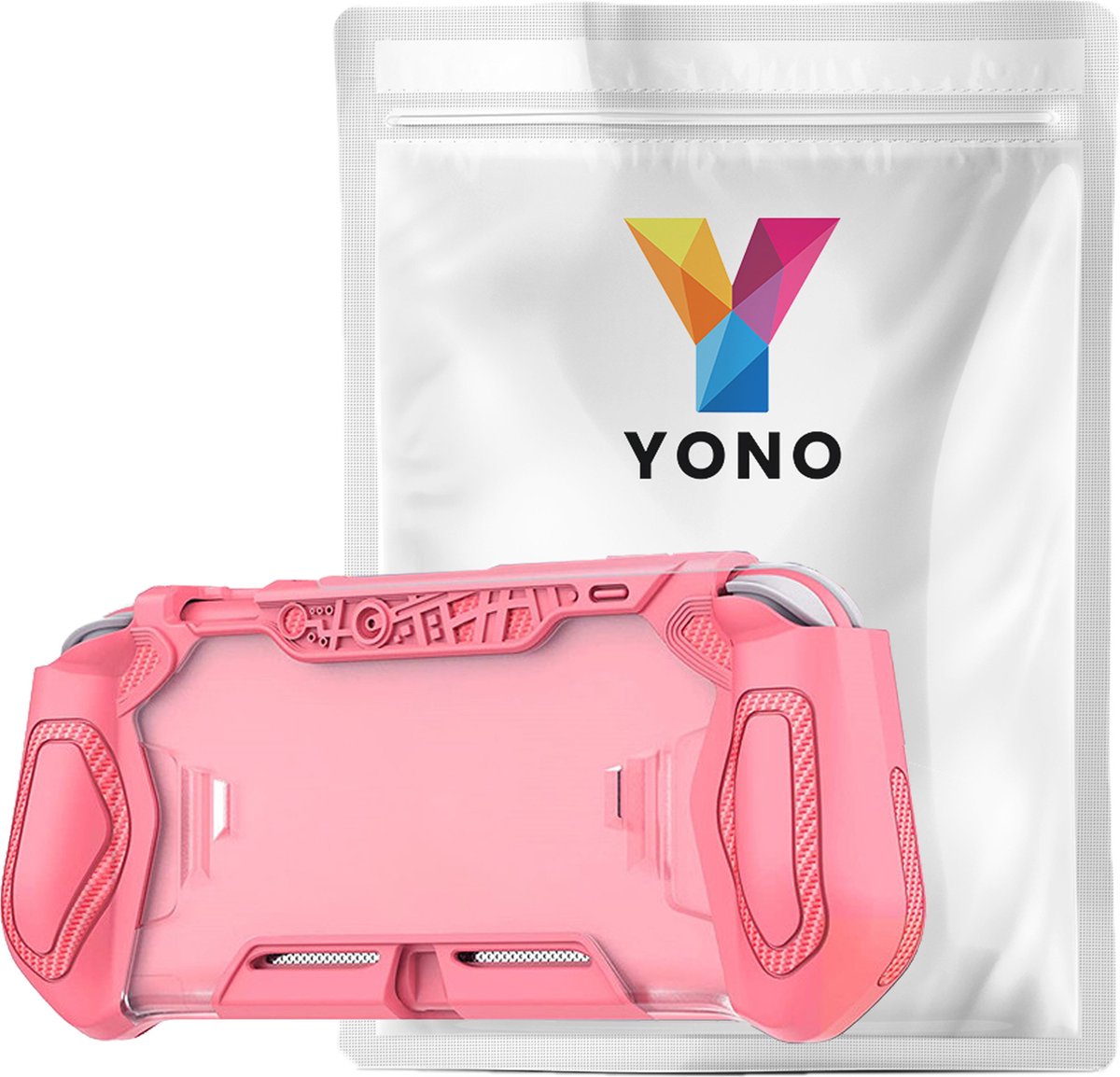 YONO Grip Case geschikt voor Nintendo Switch LITE - Ergonomische Console Hoesje met Screen Protector Glas - Beschermhoes Accessoires - Roze