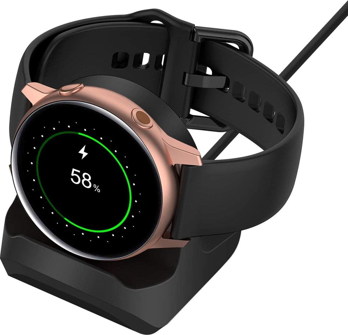 YONO Stand Houder geschikt voor Samsung Galaxy Watch Oplader - 5 - 4 - 3 - Active 2 - Siliconen Dock – Zwart