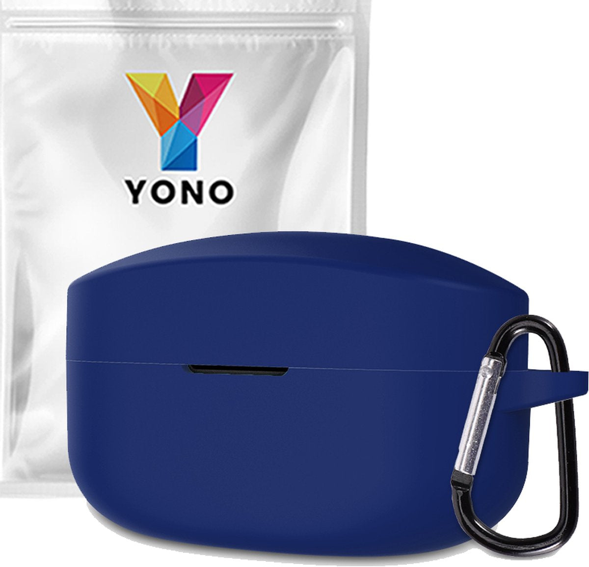 YONO Hoesje geschikt voor Sony WF-1000XM4 - Siliconen Case met Clip - Donkerblauw