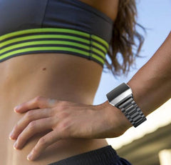 Metalen Armband geschikt voor FitBit Ionic – Premium RVS Schakel Bandje Zwart