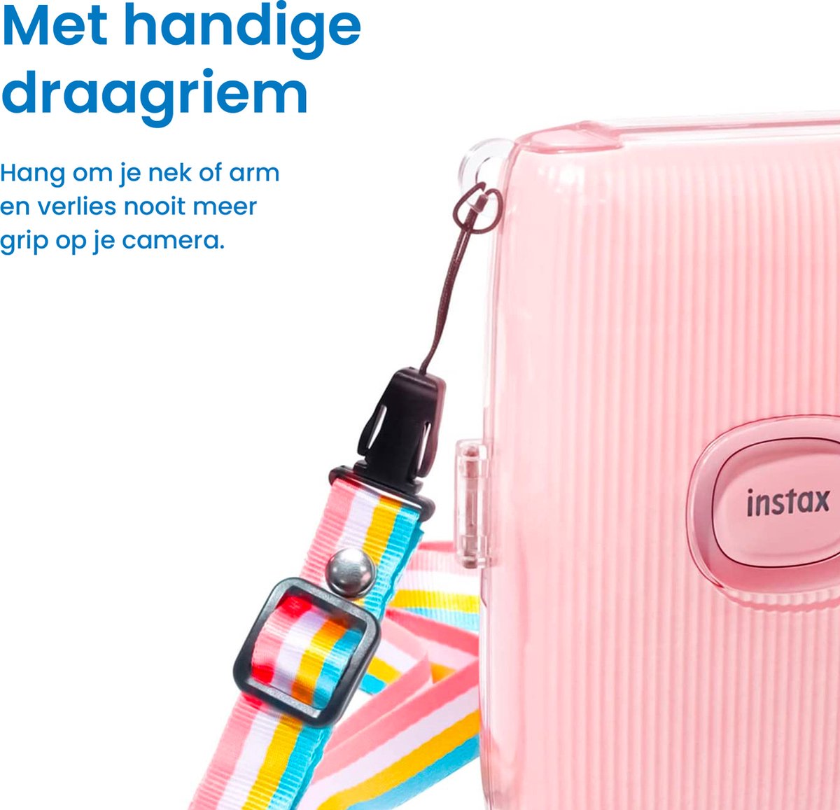 YONO Case geschikt voor Fujifilm Instax Mini Link 2 - Hoesje met Draagriem - Tasje - Beschermhoes - Transparant