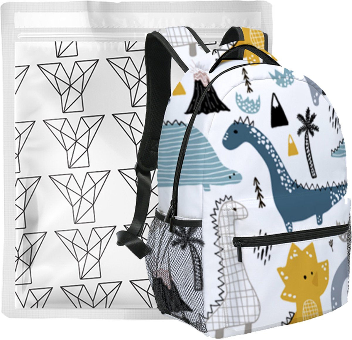 YONO Kinder Rugzak Dino - Rugtas voor Jongens en Meisjes - Kleuter - Peuter - Schooltas Basisschool - 7.5 L - Dinosaurus Wit