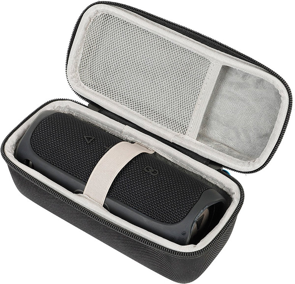 YONO Case geschikt voor JBL Tuner 2 - Bescherm Hoes met Accessoires Vak - Zwart