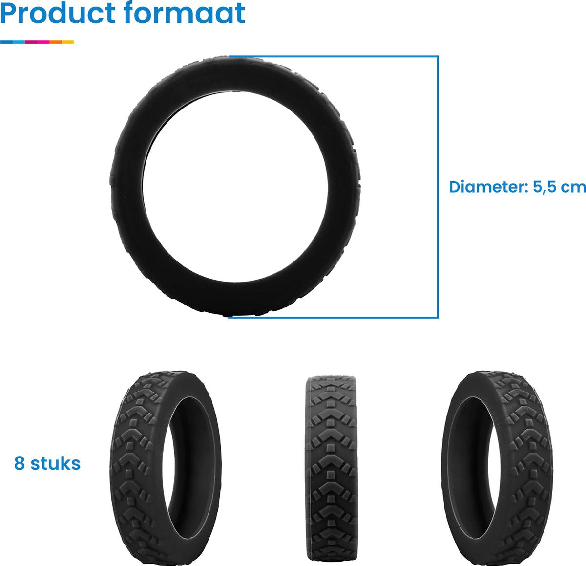 YONO Siliconen Kofferwiel Beschermers met Profiel - 8 Stuks - Zwart