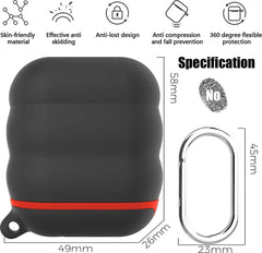 YONO Siliconen Hoesje geschikt voor Apple Airpods - Soft Case met Clip - Waterdicht - Zwart