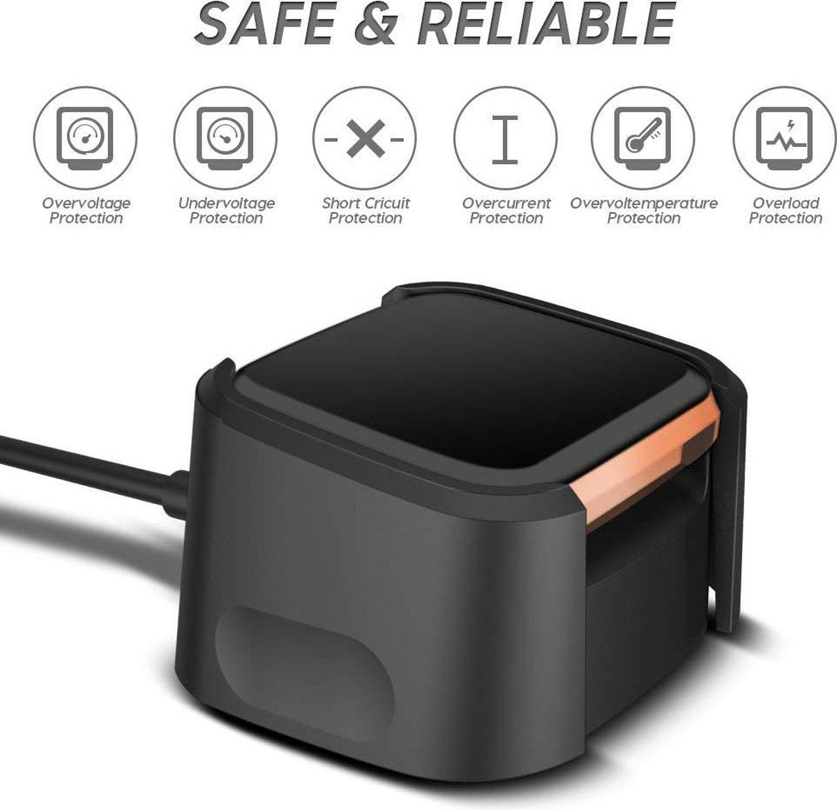 YONO Oplader geschikt voor Fitbit Versa 2 – Oplaadkabel - Zwart