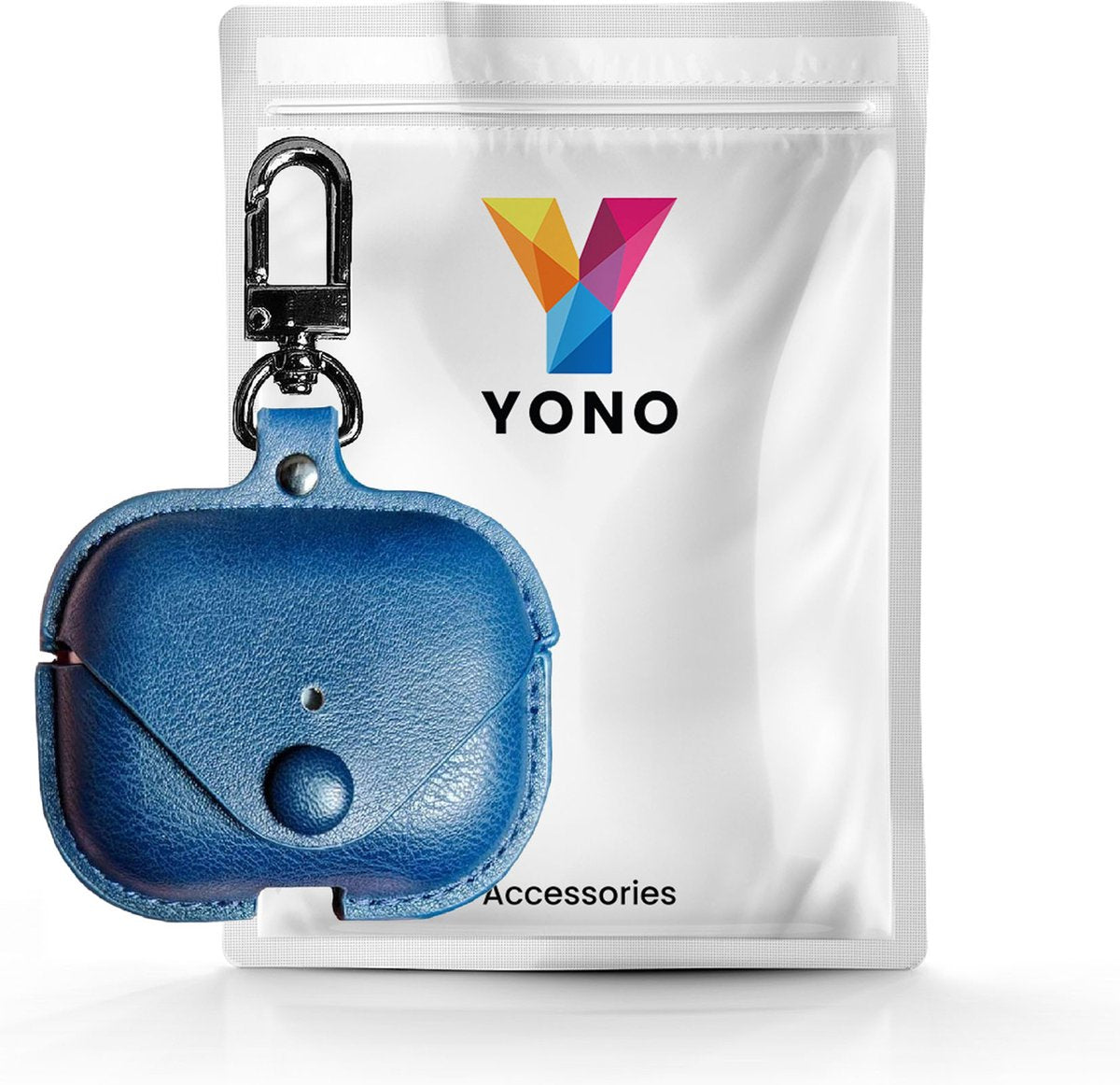 YONO Hoesje geschikt voor Airpods Pro 1 / 2 - Leer met Clip - Blauw