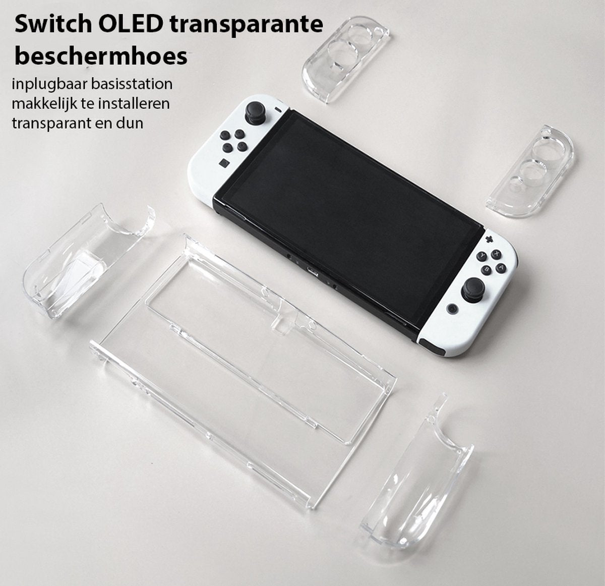 YONO Accessoires Set geschikt voor Nintendo Switch OLED - Grip Case met Thumb Grips - Siliconen Houder geschikt voor Joy Con - Bescherm Hoes - Standaard - Screen Protector Set - 17in1