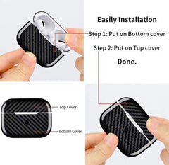 YONO Carbon Hoesje geschikt voor Apple Airpods Pro / Pro 2 – Hard Case - Beschermhoes - Zwart