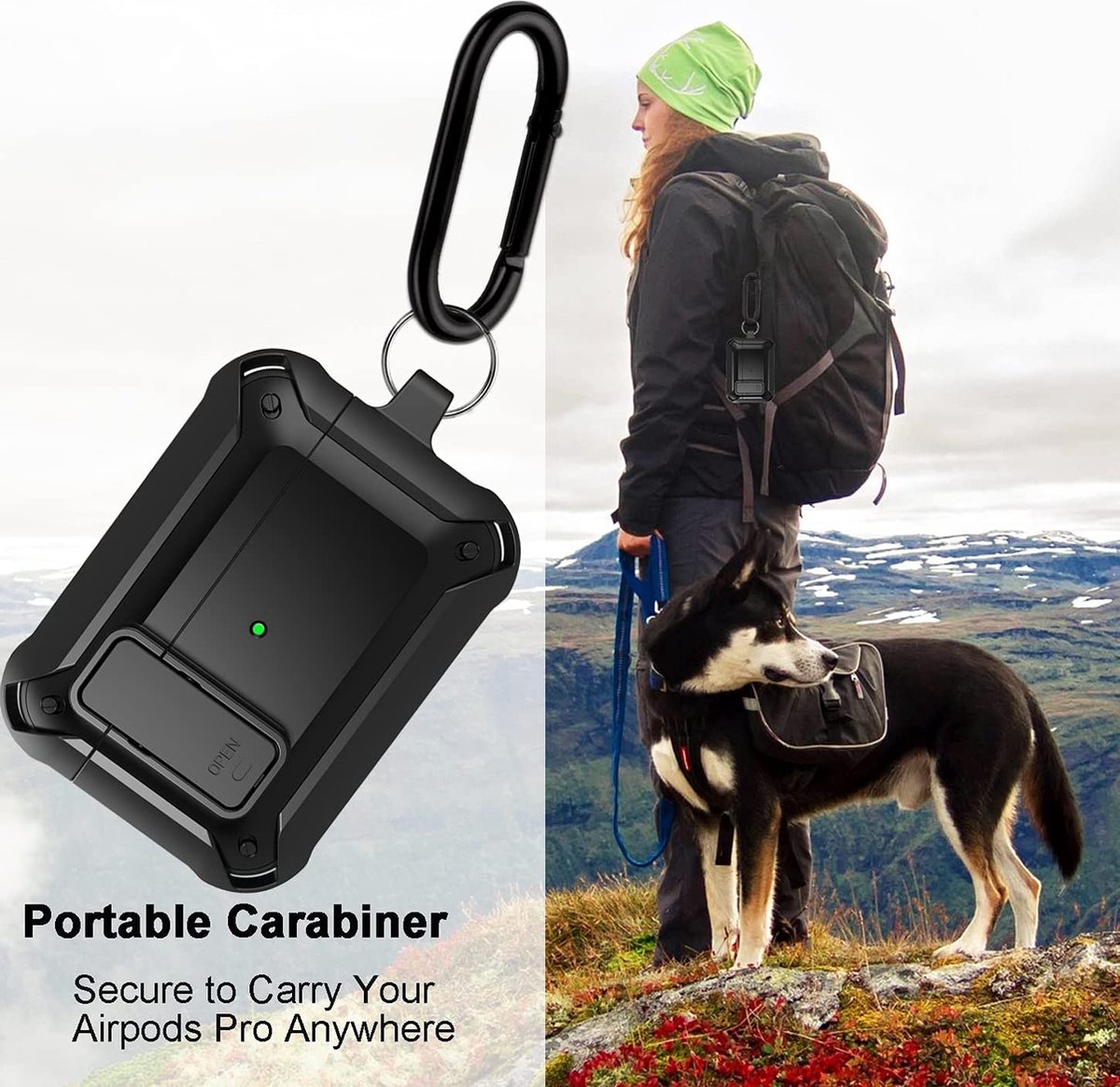 YONO Hoesje geschikt voor Airpods Pro 1 / 2 - Armor Case met Lock - Zwart