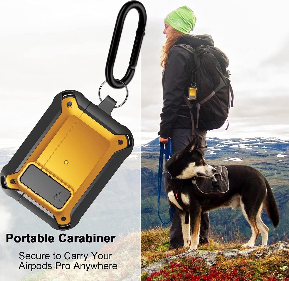 YONO Hoesje geschikt voor Airpods Pro 1 / 2 - Armor Case met Lock - Geel