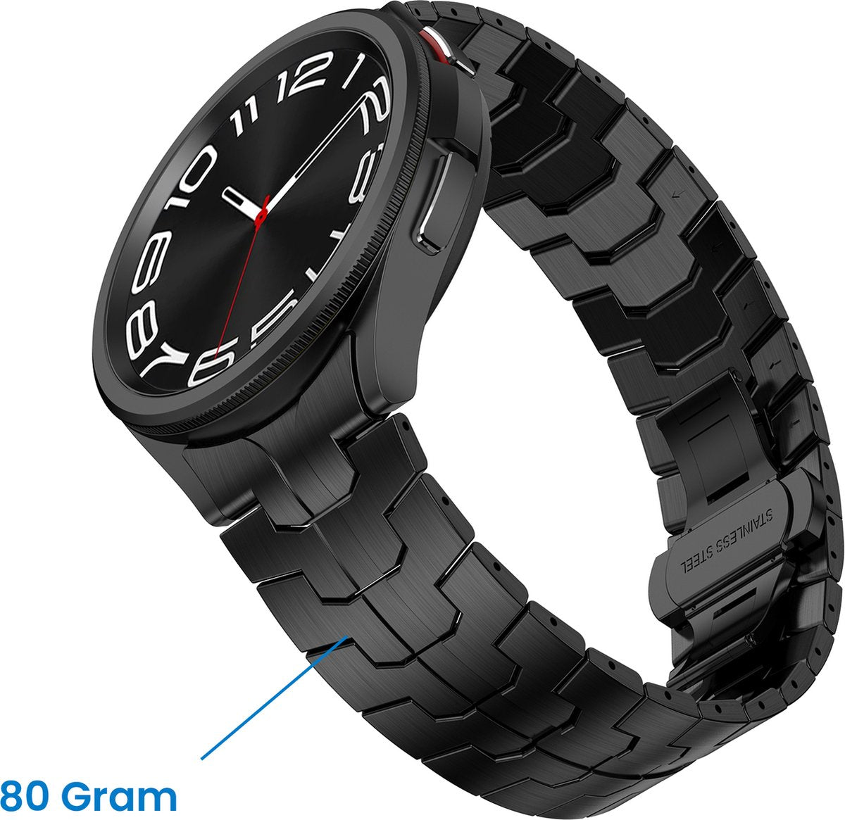 YONO Stalen Vlinder Bandje 20mm - Horlogebandje geschikt voor Samsung Galaxy Watch 7/6/5/4 (40/43/44/47mm Classic & Pro) - Zwart