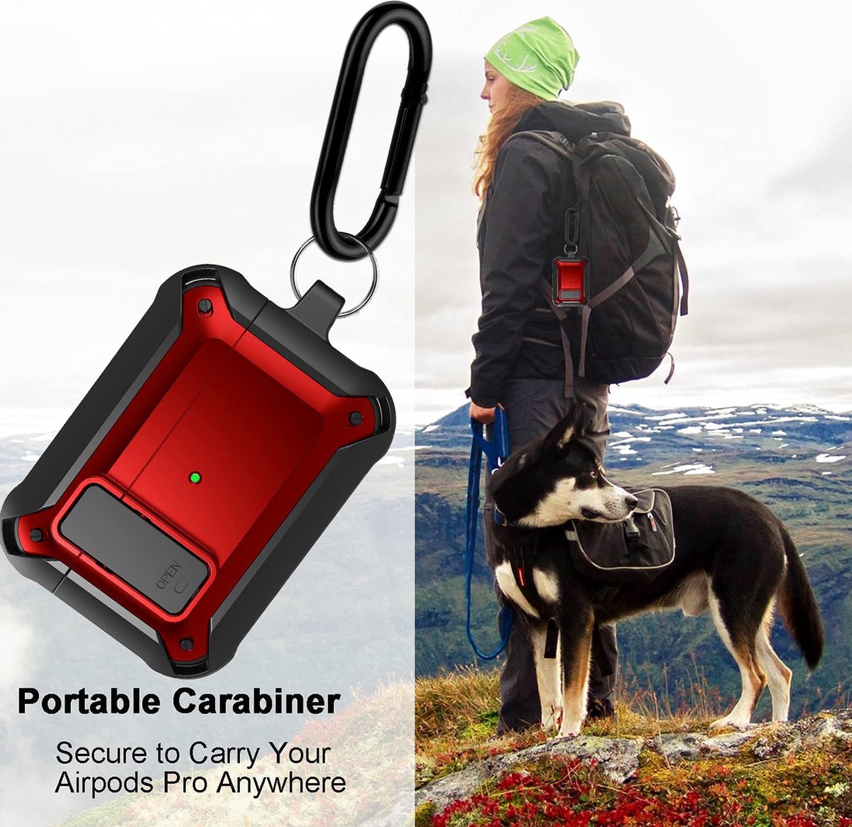 YONO Hoesje geschikt voor Airpods Pro 1 / 2 - Armor Case met Lock - Rood