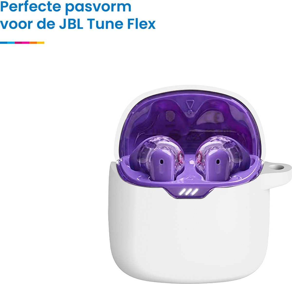 YONO Soft Case geschikt voor JBL Tune Flex - Siliconen Hoesje met Clip - Wit