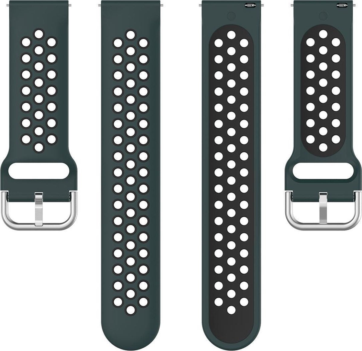 YONO Sport Air Smartwatch Bandje 20mm - Horlogebandje geschikt voor Samsung Galaxy Watch 7 / 6 / 5 / Pro / 4 / 3 / Active 2 - Polar Ignite / Unite – Huawei - Donkergroen / Zwart