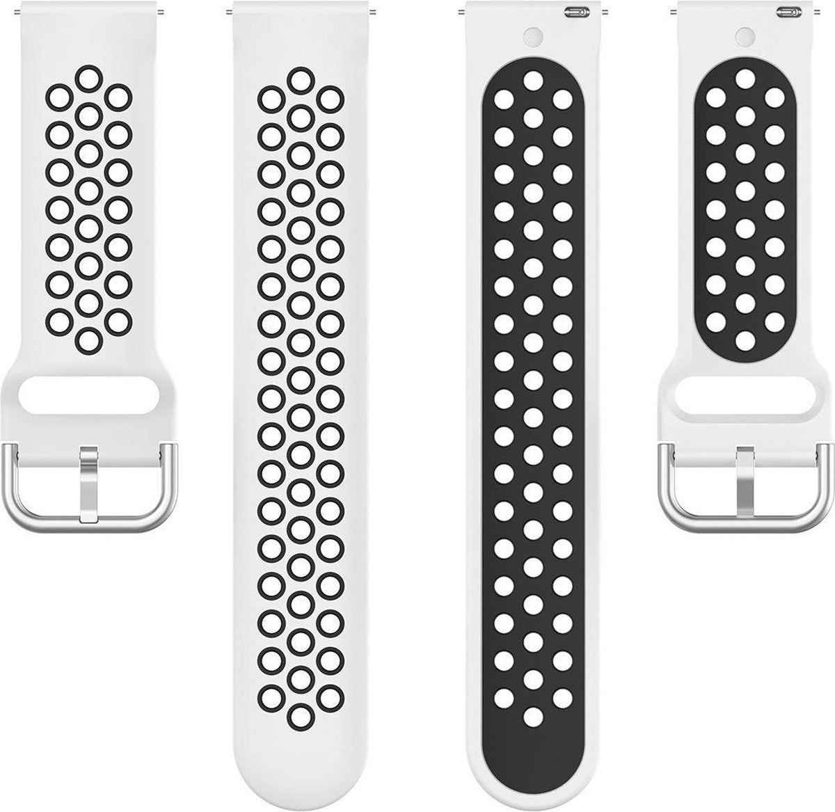 YONO Sport Air Smartwatch Bandje 20mm - Horlogebandje geschikt voor Samsung Galaxy Watch 7 / 6 / 5 / Pro / 4 / 3 / Active 2 - Polar Ignite / Unite – Huawei - Wit / Zwart