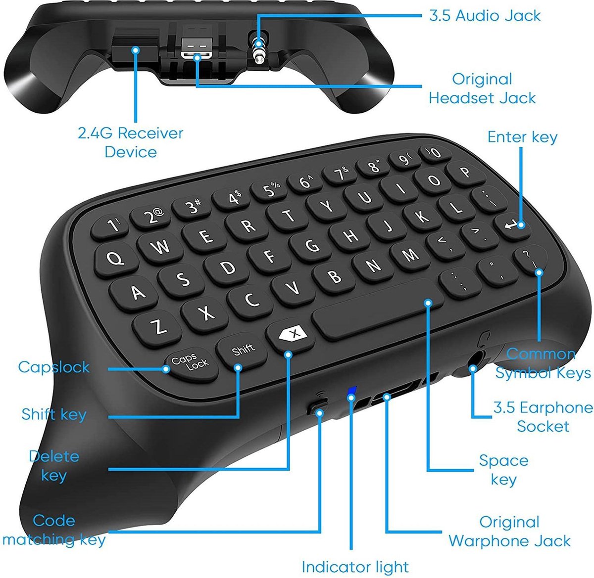 YONO Toetsenbord geschikt voor Xbox Controller - Qwerty Keypad Accessoires - Keyboard - Zwart