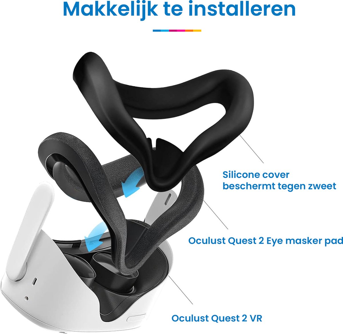 YONO Cover geschikt voor Oculus / Meta Quest 2 VR Bril - Siliconen Case Masker - Zwart