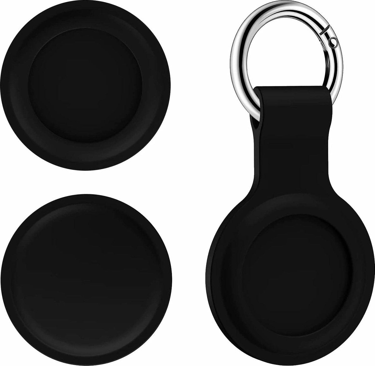 Sleutelhanger Geschikt voor Apple AirTag - Hoesje - Beschermhoesje - Hanger - Case - Houder - Zwart - 2-Pack