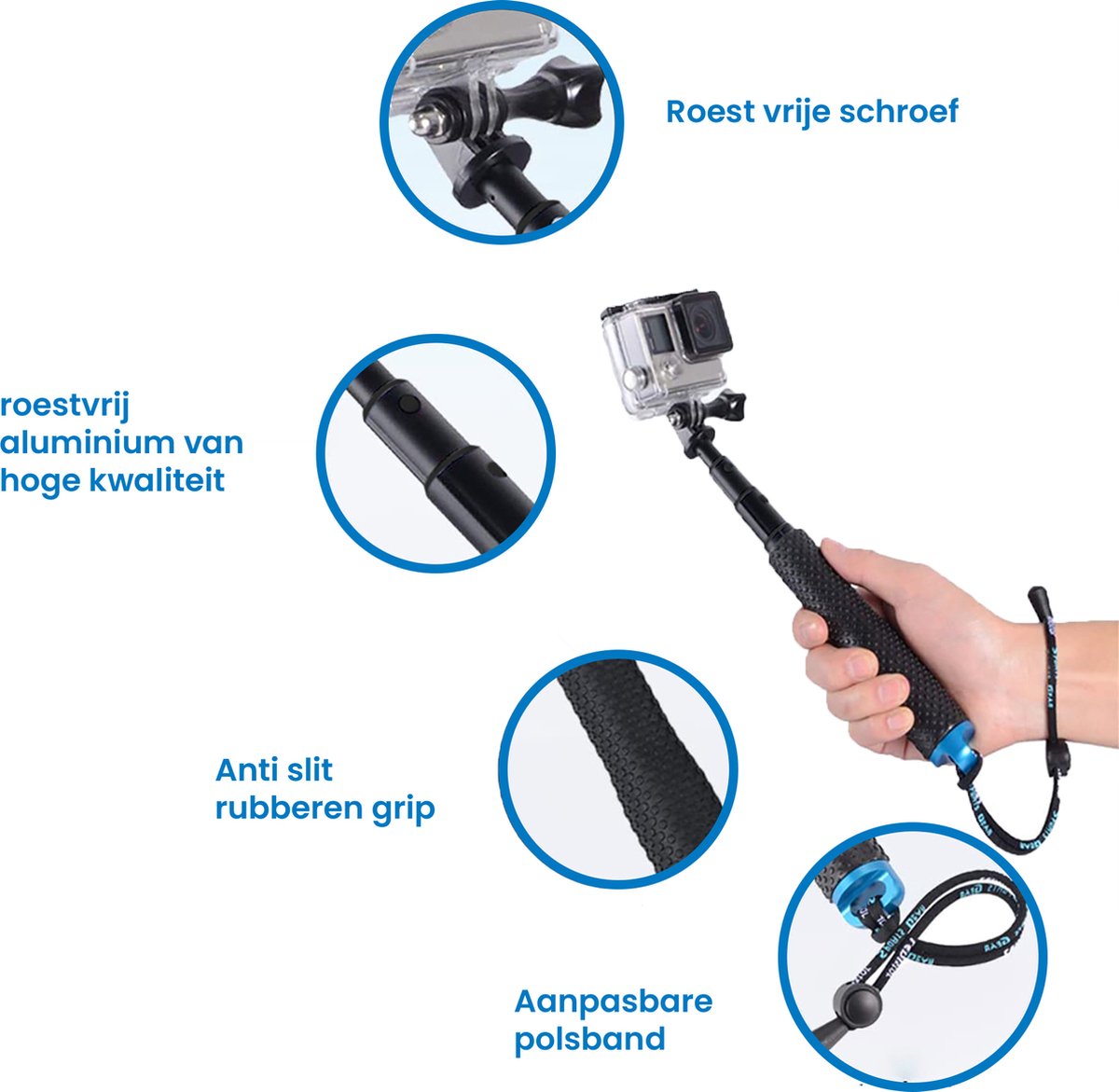 YONO Stick en Camera Float Accessoires Set geschikt voor GoPro - inclusief Anti Fog Inserts - 9in1