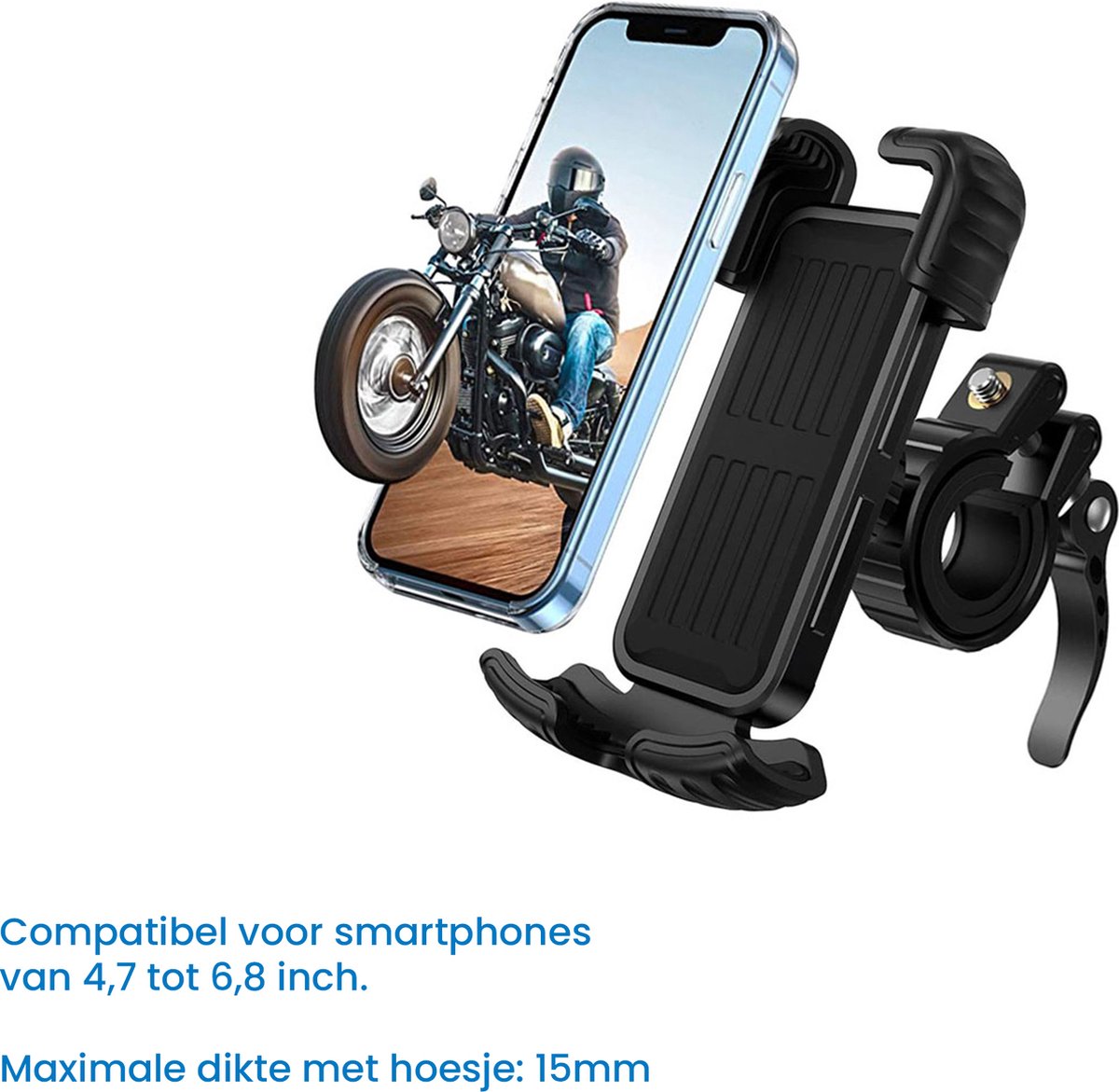 YONO Luxe Telefoonhouder Universeel - GSM Houder Fiets - Motor - Scooter - Mountainbike - Ebike - Fietshouder voor Smartphones - 360 Graden Rotatie – Zwart