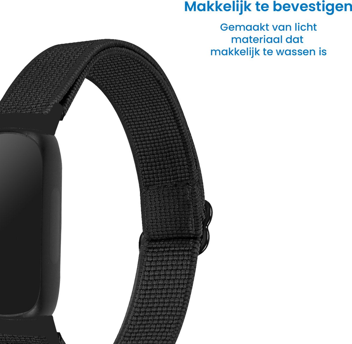 YONO Nylon Stretch Bandje geschikt voor Fitbit Inspire 3 - Zwart